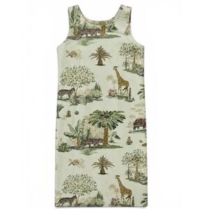 Citi Dress Women Size 14 Safari Animal Tapestry Beaded Midi Sheath Dress Lined